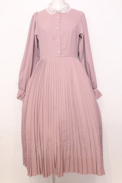 画像1: m petit by misako / レース襟プリーツワンピース M ピンク O-25-07-11-038-LO-OP-OW-OS