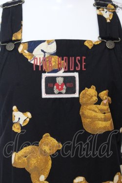 画像2: PINK HOUSE / テディベア総柄ジャンパースカート  クロ O-25-07-11-041-LO-OP-OW-OS