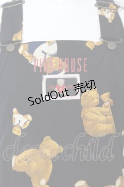 画像2: PINK HOUSE / テディベア総柄ジャンパースカート  クロ O-25-07-11-041-LO-OP-OW-OS