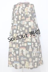yukiemon / 子供部屋柄ワンピース M ブラウン O-25-07-11-048-LO-OP-IG-OS