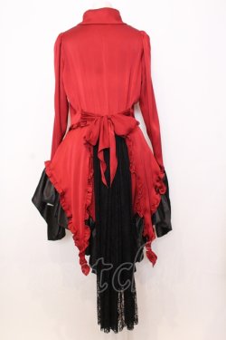 画像4: MARBLE / タイ付きドレープ飾りゴシックエレガンスブラウスワンピース  赤×黒フリル O-25-07-11-050-GO-BL-IG-OS
