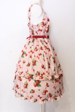 画像2: Emily Temple cute / Mellow Strawberryノースリーブワンピース M ピンク×アカ O-25-07-11-051-ET-OP-OW-OS