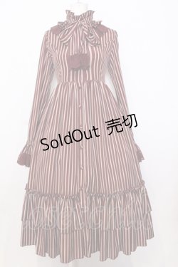 画像1: ATELIER PIERROT / スタンドカラーブラウスワンピース  ワイン×アイボリー O-25-07-11-053-EL-OP-OW-OS