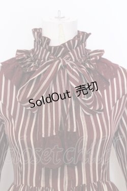 画像2: ATELIER PIERROT / スタンドカラーブラウスワンピース  ワイン×アイボリー O-25-07-11-053-EL-OP-OW-OS
