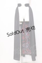 NieR Clothing / 内側和柄ユニセックスシアーロングスカート【CROW】REDver.  ブラック×レッド O-25-07-11-055-PU-SK-OW-OS