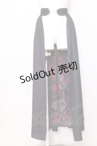NieR Clothing / 内側和柄ユニセックスシアーロングスカート【CROW】REDver.  ブラック×レッド O-25-07-11-055-PU-SK-OW-OS