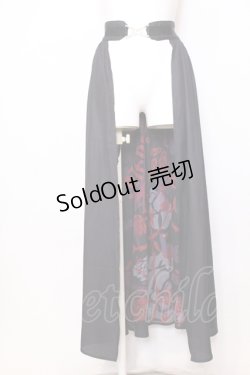 画像1: NieR Clothing / 内側和柄ユニセックスシアーロングスカート【CROW】REDver.  ブラック×レッド O-25-07-11-055-PU-SK-OW-OS