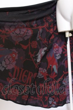 画像5: NieR Clothing / 内側和柄ユニセックスシアーロングスカート【CROW】REDver.  ブラック×レッド O-25-07-11-055-PU-SK-OW-OS