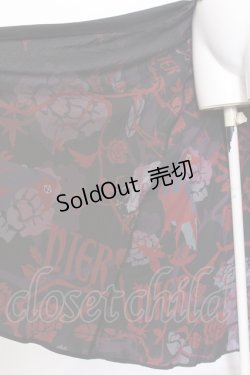 画像5: NieR Clothing / 内側和柄ユニセックスシアーロングスカート【CROW】REDver.  ブラック×レッド O-25-07-11-055-PU-SK-OW-OS