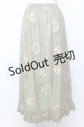 WONDERFUL WORLD / 朝顔柄スカート  グリーン O-25-07-11-057-LO-SK-IG-OS