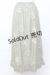 WONDERFUL WORLD / 朝顔柄スカート  グリーン O-25-07-11-057-LO-SK-IG-OS