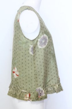 画像2: WONDERFUL WORLD / 朝顔ノースリーブブラウス  グリーン O-25-07-11-006-LO-BL-IG-OS