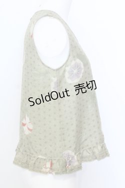 画像2: WONDERFUL WORLD / 朝顔ノースリーブブラウス  グリーン O-25-07-11-006-LO-BL-IG-OS