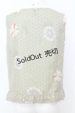 画像3: WONDERFUL WORLD / 朝顔ノースリーブブラウス  グリーン O-25-07-11-006-LO-BL-IG-OS