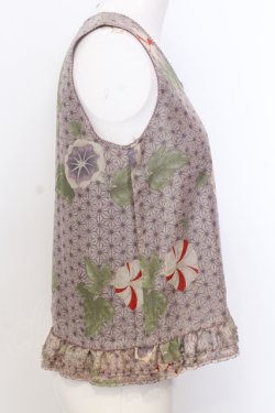 画像2: WONDERFUL WORLD / 朝顔ノースリーブブラウス  パープル O-25-07-11-007-LO-BL-IG-OS