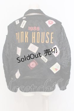 画像4: PINK HOUSE / ワッペン使いサテンブルゾン  クロ O-25-07-11-022-LO-CO-OW-OS