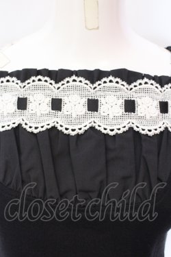 画像2: Heart E / はしごバラ柄レースのミニパフＴ 9号 クロ×シロ O-25-07-12-067-LO-TO-OW-OS