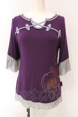 画像1: Ozz oneste / 紫陽花金魚刺繍プリーツ袖カットソー  パープル O-25-07-12-075-OO-TO-OW-OS