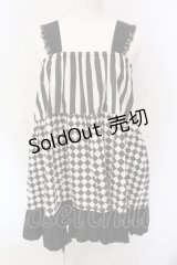 Dangerous nude / ストライプ×ダイヤ柄ミニワンピース  ブラック×ホワイト O-25-07-12-080-PU-OP-OW-OS