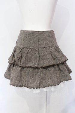画像3: metamorphose / ツイード2段フリルスカート  ブラウン O-25-07-12-009-ME-SK-IG-OS