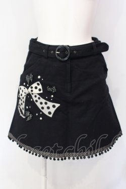 画像1: metamorphose / 水玉リボン刺繍スカート  クロ O-25-07-12-010-ME-SK-IG-OS