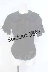 metamorphose / 王冠綿レース半袖ブラウス  クロ O-25-07-12-011-ME-BL-IG-OS