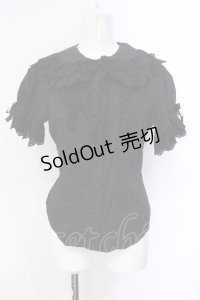 metamorphose / 王冠綿レース半袖ブラウス  クロ O-25-07-12-011-ME-BL-IG-OS