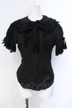 画像1: metamorphose / 王冠綿レース半袖ブラウス  クロ O-25-07-12-011-ME-BL-IG-OS