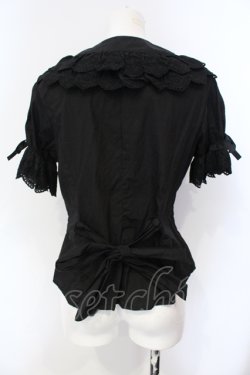 画像4: metamorphose / 王冠綿レース半袖ブラウス  クロ O-25-07-12-011-ME-BL-IG-OS