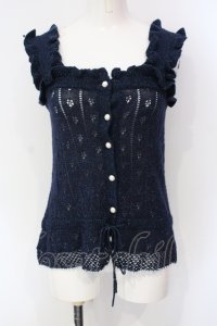 metamorphose / すかし編みラメニットキャミ（2007年）  ネイビー O-25-07-12-014-ME-TO-IG-OS