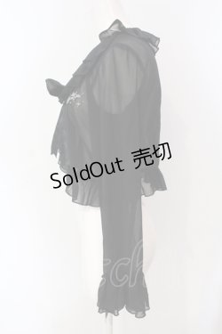 画像3: metamorphose / 刺繍入りジョーゼットボレロ  クロ O-25-07-12-015-ME-TO-IG-OS