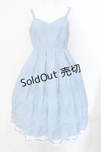 Emily Temple cute / 音符ジャガードジャンパースカート  サックス O-25-07-12-003-ET-OP-IG-OS