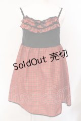 MILK / チェック切り替えキャミワンピース  アカ×クロ O-25-07-12-026-ML-OP-IG-OS