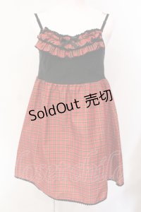 MILK / チェック切り替えキャミワンピース  アカ×クロ O-25-07-12-026-ML-OP-IG-OS