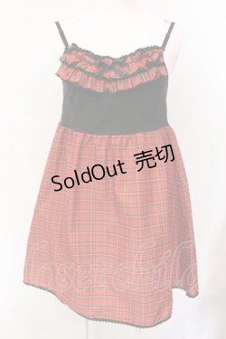 画像1: MILK / チェック切り替えキャミワンピース  アカ×クロ O-25-07-12-026-ML-OP-IG-OS