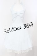 JESUS DIAMANTE / ホルターリボンワンピ 38 ストライプサックス O-25-07-14-029-JE-OP-OW-OS