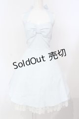 JESUS DIAMANTE / ホルターリボンワンピ 38 ストライプサックス O-25-07-14-029-JE-OP-OW-OS