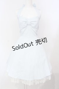JESUS DIAMANTE / ホルターリボンワンピ 38 ストライプサックス O-25-07-14-029-JE-OP-OW-OS