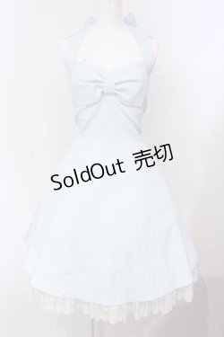 画像1: JESUS DIAMANTE / ホルターリボンワンピ 38 ストライプサックス O-25-07-14-029-JE-OP-OW-OS