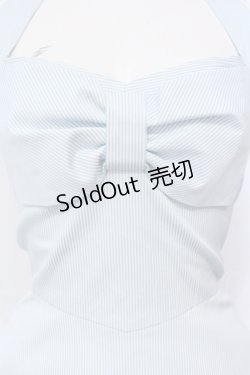画像2: JESUS DIAMANTE / ホルターリボンワンピ 38 ストライプサックス O-25-07-14-029-JE-OP-OW-OS