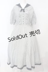 KANEKO ISAO / ストライプセーラーワンピース  シロ×コン O-25-07-14-033-EL-OP-OW-OS