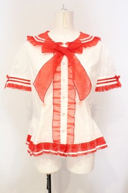 画像1: Angelic Pretty / フェアリーマリンブラウス  シロ×アカ O-25-07-14-040-AP-BL-IG-OS