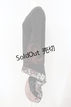画像3: Qutie Frash / 2019 プレミアムセット（紅鶴）着物T  ブラック×レッド O-25-07-14-047-QU-BL-IG-OS
