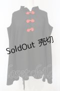 ACDC RAG / オープンショルダーボタンチャイナT  ブラック×レッド O-25-07-14-049-PU-TO-IG-ZS