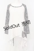 Qutie Frash / 和柄ラグランカットソー  ホワイト O-25-07-14-059-QU-TO-IG-OS