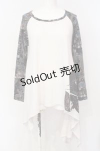 Qutie Frash / 和柄ラグランカットソー  ホワイト O-25-07-14-059-QU-TO-IG-OS