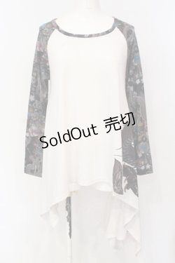 画像1: Qutie Frash / 和柄ラグランカットソー  ホワイト O-25-07-14-059-QU-TO-IG-OS