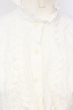 画像2: Jane Marple / レース配色スタンドネックブラウス M シロ O-25-07-14-062-JM-BL-IG-OS