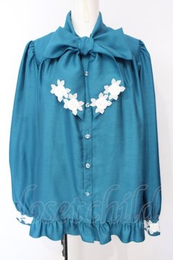 画像1: Enchantlic Enchantilly / ノーブルリボンタイブラウス  エメラルド O-25-07-14-063-LO-BL-IG-OS