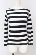 MILK / ハートワッペンボーダーカットソー  シロ×ネイビー×アカ O-25-07-14-067-ML-TO-OW-OS